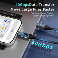 Cable USB4.0 Tipo-C de 240W con Función Completa, Pantalla Digital, Carga Rápida, Transmisión de Alta Velocidad de 40Gbps, Revestimiento de Nailon para Laptop IOS