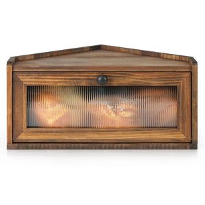 Caja de pan de madera maciza para encimera, caja de almacenamiento de alimentos rústica, estante de conservación de pan, caja de pan para encimera de cocina - Product Image 2