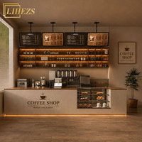 Meubles de présentation pour pâtisserie vintage moderne, design d'intérieur de boulangerie, comptoir de café en bois