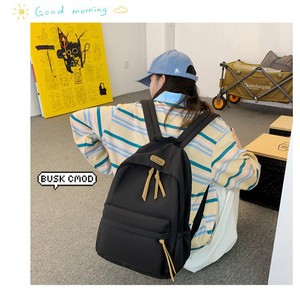 T-Cross Border Spot Outdoor <b>Backpack</b> Water Repellent Travel Simple Ins Style <b>School</b> Bag Nylon Black - Product Image 1