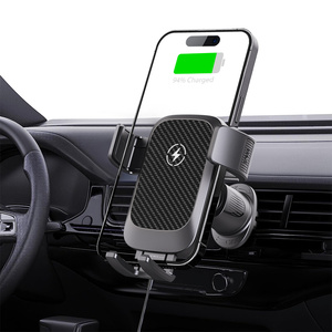 Chargeur de voiture sans fil 15W à charge rapide, fixation automatique, rotation à 360°, support pour grille d'aération, compatibilité universelle, construction en plastique - Product Image 3