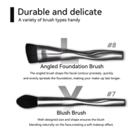 Mewah Lengkap 8 Buah Set Kuas Makeup Profesional Label Pribadi Logo Kustom Sikat Make Up Biru dengan Ferrule Kuningan