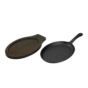 2025 Usine Offre Spéciale Fonte Fajita Pan Sizzling Plate avec Base en Bois Style Design Vintage pour la Friture au Gaz - Product Image 4