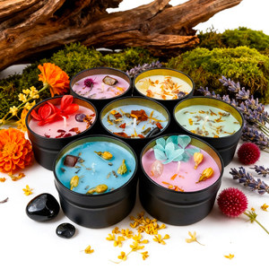 Mini <span class=keywords><strong>Bougie</strong></span> Parfumée en Cire de Soja, <span class=keywords><strong>Bougie</strong></span> de Luxe en Pot avec Fleurs Séchées, Cadeau d'Aromathérapie pour Noël, Anniversaire, Décoration d'Intérieur - Product Image 1