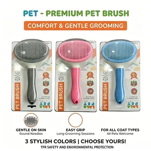 One-Click Self-Cleaning Eco-friendly <b>Pet</b> Hair Remover <b>Brush</b> for Cats & Dogs Bathroom Use Plastic Material - Product Image 5