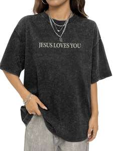 Plain Stylish Unisex Custom Logo Eco-Friendly Knitted Casual Dyed Wash <b>Promotional</b> Simple Cotton <b>T</b>-<b>Shirt</b> Printing - Product Image 4