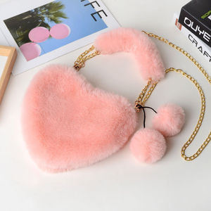 2025 nuova moda graziosa borsa a forma di cuore in peluche da donna con catena a catena portatile a forma di cuore - Product Image 3