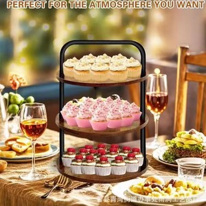 Wooden Three Tier <b>Shelf</b> Iron And Wood Combination Standing <b>Rack</b> For Food Storage Holders 3 Floors Rectangle Durable - Product Image 5