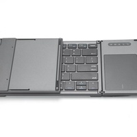 Keyboard Mini Lipat Nirkabel BT Universal dengan Touchpad untuk Laptop & Tablet, Baterai Isi Ulang, Bahan Plastik, Tersedia