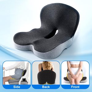 Coussin de siège intégré en forme de L Coussin de <span class=keywords><strong>chaise</strong></span> de bureau en mousse à mémoire de forme avec techniques de couture Coussin de siège de <span class=keywords><strong>chaise</strong></span> à <span class=keywords><strong>dossier</strong></span> inférieur - Product Image 4