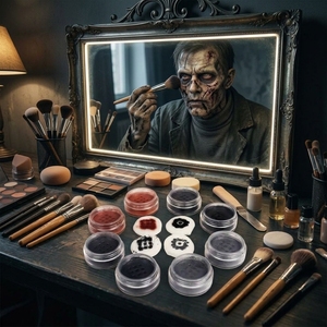 Polvo Fijador Suelto Hipoalergénico No Tóxico para Maquillaje Facial <span class=keywords><strong>de</strong></span> Halloween, Día <span class=keywords><strong>de</strong></span> Muertos, Zombis y Catrina para Niños y Adultos - Product Image 1