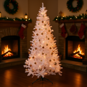 Árbol de Navidad Artificial de 180 cm, con Agujas de Pino, Preiluminado con Luces Multicolores, Base Metálica, Ligero y Fácil de Instalar - Product Image 2