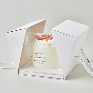 Wholesale 4/6/8 Inches Square Transparent <strong>Gift</strong> <strong>Box</strong> Luxury Wedding Birthday <strong>Cake</strong> Storage Clear Packaging <strong>Box</strong> With Ribbon - Product Image 6