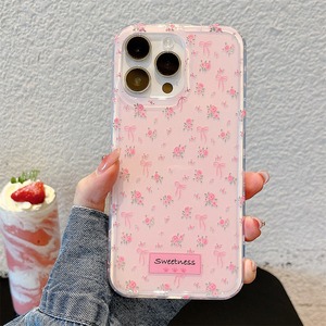 เคสโทรศัพท์สำหรับ iPhone 16 Pro Max ลายโบว์และลายดอกไม้เล็กๆ ป้องกันการกระแทก - Product Image 3