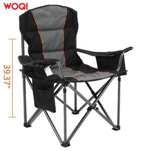 Chaise pliante de camping Woqi 39,37 pouces en tissu Oxford noir avec structure en aluminium, chaise de jardin d'extérieur - Product Image 1