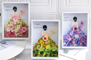 Boîte à fleurs préservées en gros, cadre 3D silhouette de robe avec rose éternelle, cadeau pour la Saint-Valentin, la fête des mères, un mariage - Product Image 6