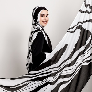 black and white striped hijab