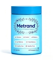 Gummies probiotiques pour femmes Metrand, saveur ananas, 60 unités, complément alimentaire quotidien pour l'équilibre de la flore intime féminine