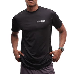 Custom <b>Men</b> <b>Slim</b> <b>Fit</b> Sports T-<b>shirt</b> Body Building Breathable Quick Dry Running Plain <b>Black</b> Polyester T <b>Shirts</b> Wholesale - Product Image 1