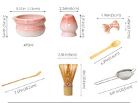 Vente en gros Ensemble de matcha personnalisé 7 pièces avec bol en céramique Fouet en bambou Bol à matcha avec bec verseur Boîte cadeau pour les amateurs de matcha