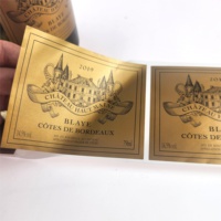 Etiquetas de Vino Doradas Autoadhesivas con Logotipo Personalizado OEM ODM, Impresión en Relieve