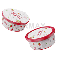 Mini boîte d'emballage de yaourt glacé IML ronde 250g 360ml bac à crème glacée recyclable avec couvercle bac à yaourt avec petite cuillère