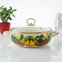 Marmite Luhong Ruyi grande capacité, classique, en fonte émaillée, avec couvercle en verre, revêtement antiadhésif, logo personnalisé, compatible gaz et induction