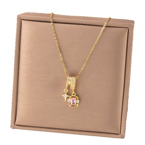 Collar <span class=keywords><strong>de</strong></span> Acero <span class=keywords><strong>de</strong></span> Titanio con Circonita Brillante, Chapado Electrolítico, <span class=keywords><strong>Cadena</strong></span> <span class=keywords><strong>de</strong></span> Bambú Elegante, <span class=keywords><strong>de</strong></span> Alta Gama, Pequeña Escala, para Mujer - Product Image 5