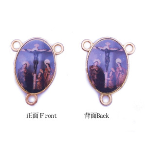 Accessoires de chapelet, pendentif ovale en alliage 2x2,5 cm pour la création de colliers avec images religieuses - Product Image 3