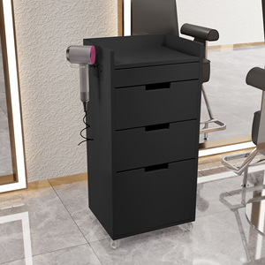 Chariot de Salon Gris Foncé, Meuble de Rangement Roulant pour Outils de Barbier avec Tiroirs, Support pour Sèche-Cheveux pour Studio de Beauté - Product Image 3