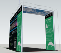 Stand d'exposition 3D personnalisé en alliage d'aluminium 10x10 pieds avec système SEG, support TV et éclairage LED/non LED pour salon professionnel