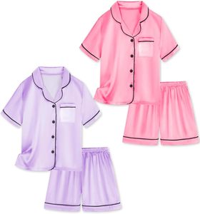 Pijamas <span class=keywords><strong>de</strong></span> satén para niñas Recién llegado Pijamas <span class=keywords><strong>de</strong></span> alta calidad Ropa <span class=keywords><strong>de</strong></span> verano para niños Manga corta y pantalones cortos Conjunto <span class=keywords><strong>de</strong></span> ropa <span class=keywords><strong>de</strong></span> casa para niños y niñas - Product Image 4