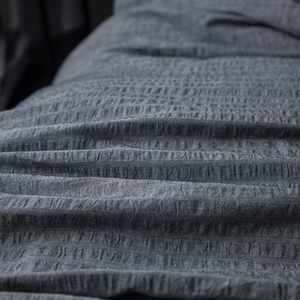 Hot Bán 100% Sợi Nhỏ Seersucker Sọc Kết Cấu Mềm Tùy Chỉnh 3Pcs Duvet Cover Đặt Khăn Trải Giường Tấm Chăn Bộ Đồ Giường Bộ - Product Image 3