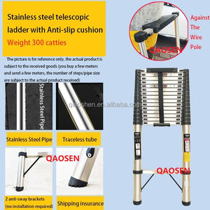 <span class=keywords><strong>Escalera</strong></span> Telescópica Individual <span class=keywords><strong>de</strong></span> <span class=keywords><strong>Acero</strong></span> <span class=keywords><strong>Inoxidable</strong></span> <span class=keywords><strong>de</strong></span> 30 cm, con Cojín Antideslizante, Certificado EN131, Portátil, Industrial, <span class=keywords><strong>para</strong></span> Exteriores - Product Image 4