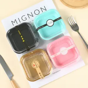 Wholesale Dessert Container Box Pastry Packaging Square Plastic with Transparent Lid Food Cake Box PET Disposable Square Shape