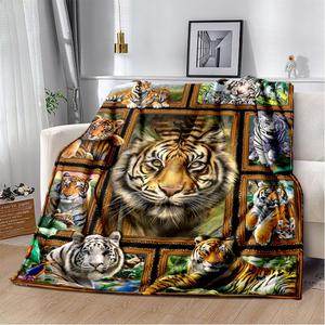 Orange Tiger Realistic Black Stripes Flannel <b>Blanket</b> Throw <b>Blanket</b> Nap <b>Blanket</b> Fade Resistant Lightweight Custom Print OEM ODM - Product Image 6