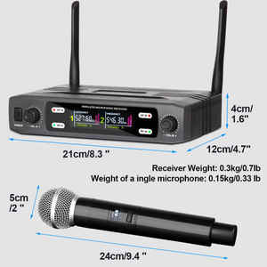 Nhà máy Cooyinka - Bộ thu micro không dây chuyên nghiệp 2 kênh cầm tay với micro không dây dành cho karaoke - Product Image 5