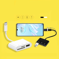 Adaptateur Lecteur de Carte Mémoire 3-en-1 USB-C vers TF/SD/USB pour Appareil Photo, Compatible iPhone/iPad/Samsung, Lecteur de Carte Type-C pour Appareil Photo