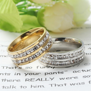 <b>Titanium</b> Steel <b>Ring</b> With Diamond Channel Setting Unisex Fashion Jewelry Gift - Product Image 4