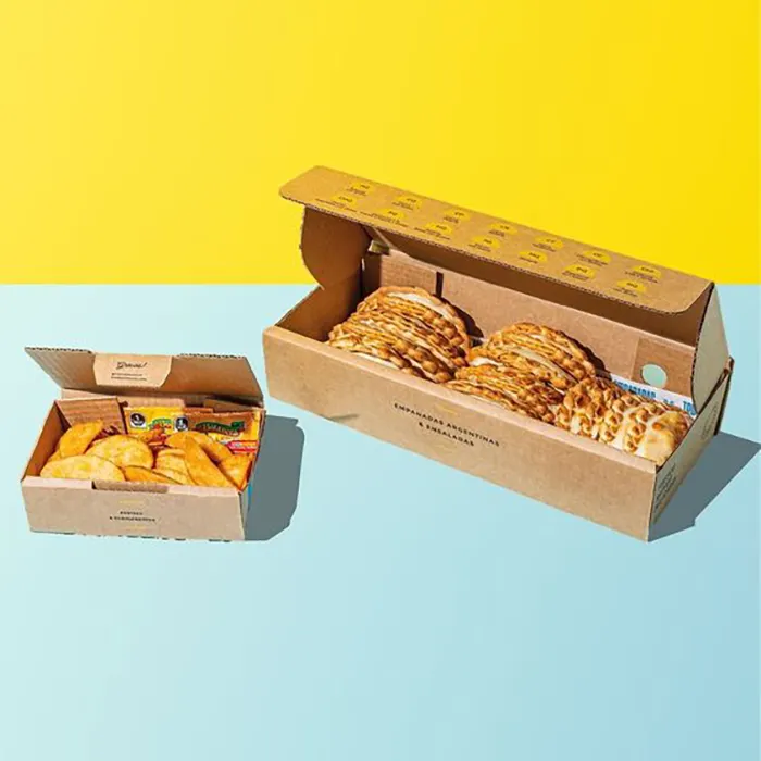 Benutzer definierte Logo Empanada Verpackungs box Mit Teiler fach einzelne Sauce Pappkartons zum Verpacken von Empanadas Knödel