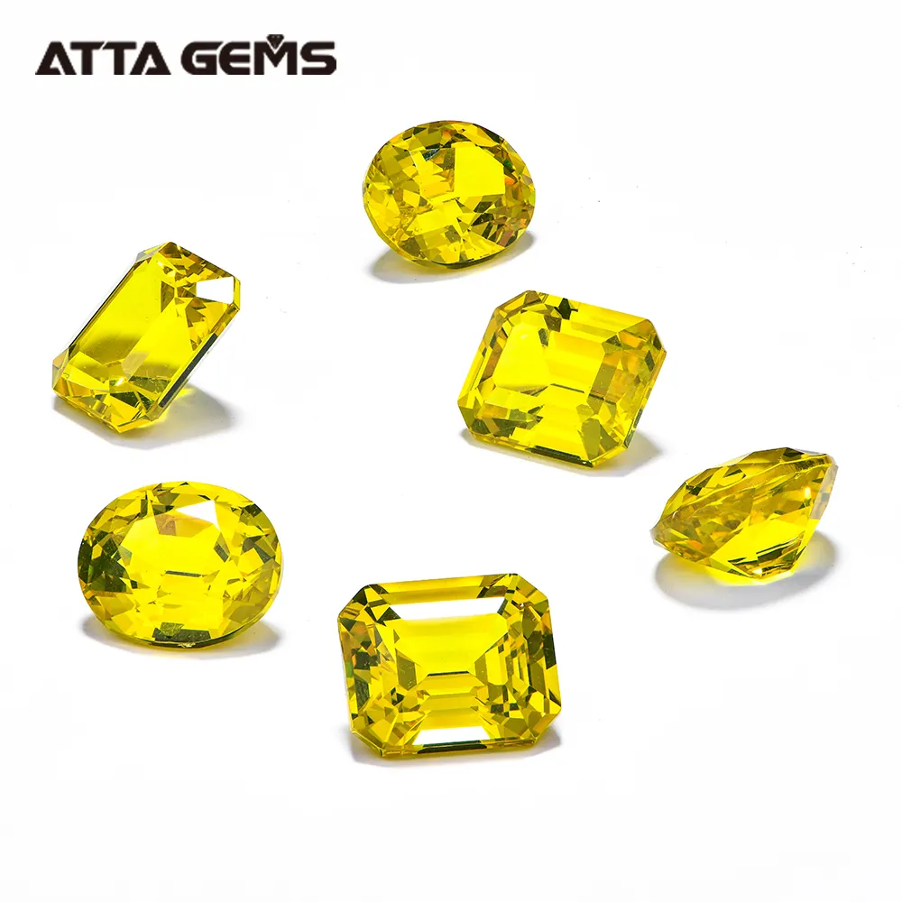 ATTA Wholesale Yttrium Aluminum Garnet emerald cut Luminescen YAG Synthetic Diamond Yellow Gemstone High Quality