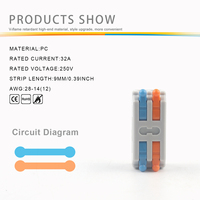 2-Kreis Inline-Verbinder 28-12 AWG Farbige Hebelverbinder Muttern Elektrische Steckverbinder Kabelklemmen Schnellverbinder Kompakte Verkabelung