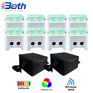 ไฟพาร์ LED ไร้สาย DMX 4x18W RGBWA UV ขนาดเล็กแบบชาร์จได้ 8 ชิ้น พร้อมถุง 2 ใบ สำหรับจัดงานอีเว้นท์ - Product Image 1