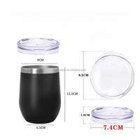Gobelet à vin isotherme en acier inoxydable 12 oz avec logo personnalisé, forme d'œuf, double paroi, revêtement en poudre, cadeau pour fête, mariage