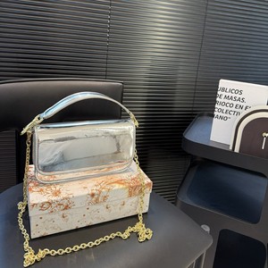 Red Horizontal Square Chain Shoulder Bag With Gold Chain And Lock Closure For Everyday Outfits Spring 2026 - Product Image 3
