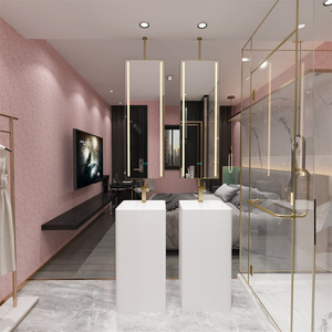 Espejo LED de acero inoxidable para maquillaje, accesorio moderno para salón de belleza montado en el techo con marco de 2 caras - Product Image 1