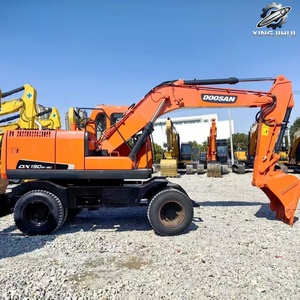 Excavatrice sur pneus d'occasion Doosan DX150, 15 tonnes, godet de 0,6 m³, marque coréenne d'origine, excavatrice de construction de taille moyenne, faible nombre d'heures, bon état - Product Image 6