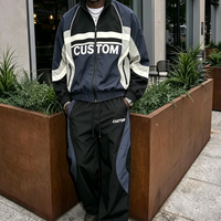 Ensemble survêtement homme style streetwear avec logo personnalisé brodé en nylon, coupe-vent et pantalon de jogging color block