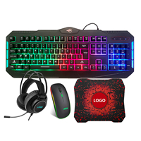 Meilleure vente 104 touches PC Led rétro-éclairage rvb LED arc-en-ciel Gamer 1 ensemble casque casque Combo filaire souris de jeu et clavier