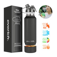 Nouvelle Conception Bouteille d'Eau en Acier Inoxydable Isotherme Double Paroi à Vide Personnalisée avec Compartiment de Rangement Inférieur Everich